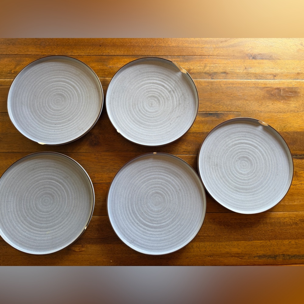 Anthropologie Blue Ceramic Dinner Plate Set